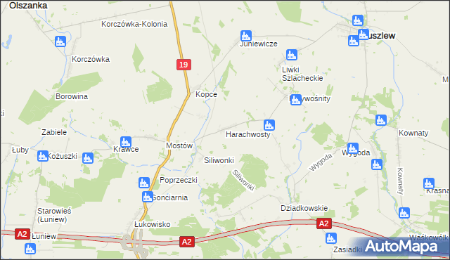 mapa Harachwosty, Harachwosty na mapie Targeo