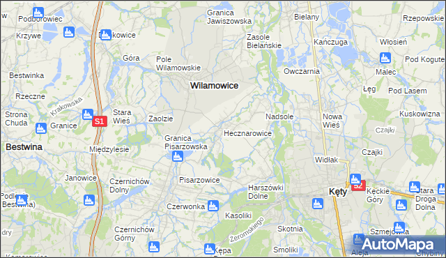 mapa Hecznarowice, Hecznarowice na mapie Targeo