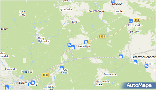 mapa Hedwiżyn, Hedwiżyn na mapie Targeo