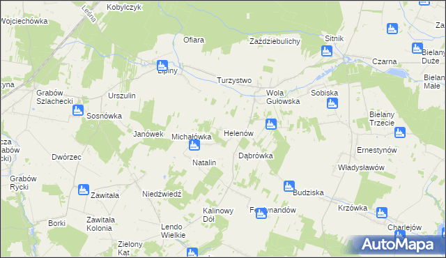 mapa Helenów gmina Adamów, Helenów gmina Adamów na mapie Targeo