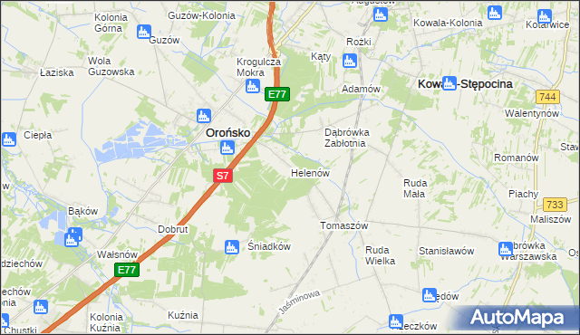 mapa Helenów gmina Orońsko, Helenów gmina Orońsko na mapie Targeo