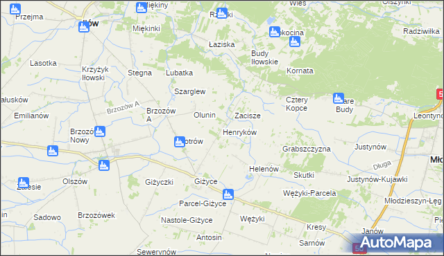 mapa Henryków gmina Iłów, Henryków gmina Iłów na mapie Targeo