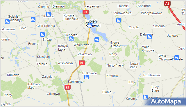 mapa Henryków gmina Lubień Kujawski, Henryków gmina Lubień Kujawski na mapie Targeo