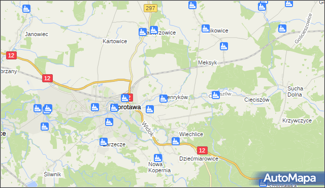 mapa Henryków gmina Szprotawa, Henryków gmina Szprotawa na mapie Targeo
