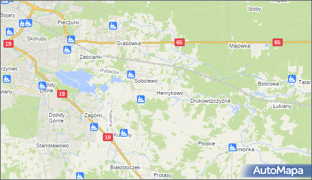 mapa Henrykowo gmina Supraśl, Henrykowo gmina Supraśl na mapie Targeo