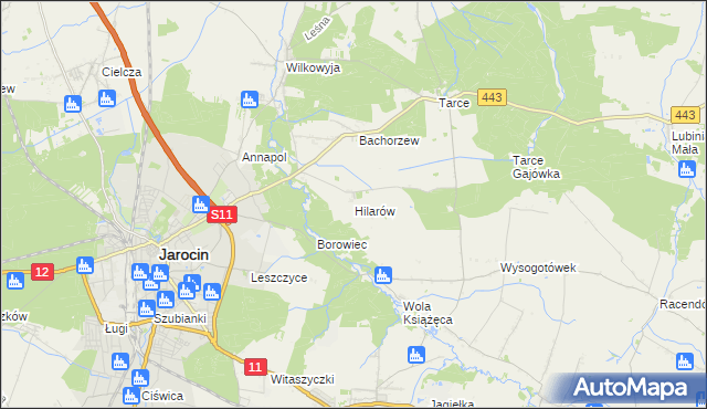 mapa Hilarów gmina Jarocin, Hilarów gmina Jarocin na mapie Targeo