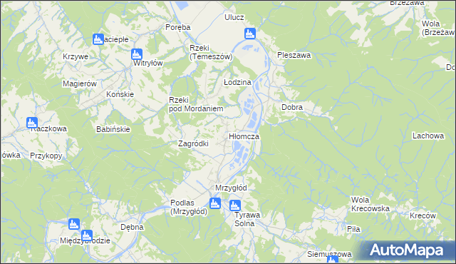 mapa Hłomcza, Hłomcza na mapie Targeo