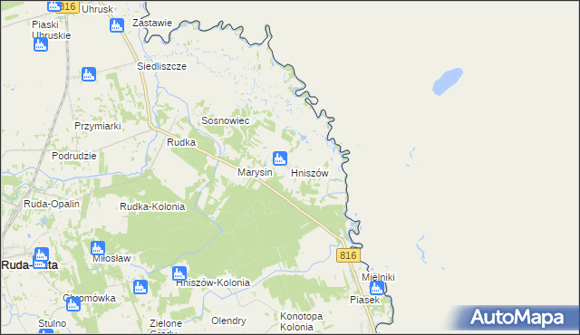 mapa Hniszów, Hniszów na mapie Targeo