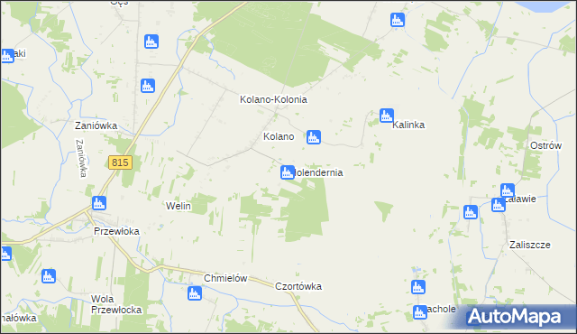 mapa Holendernia gmina Jabłoń, Holendernia gmina Jabłoń na mapie Targeo