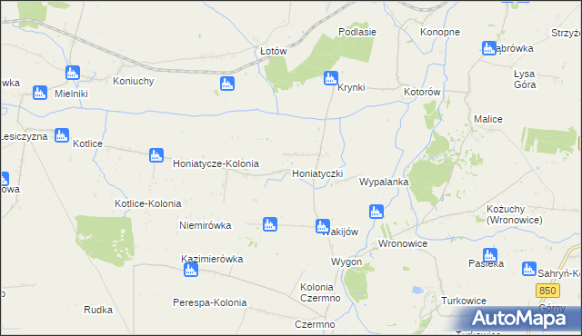 mapa Honiatyczki, Honiatyczki na mapie Targeo