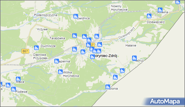 mapa Horyniec-Zdrój, Horyniec-Zdrój na mapie Targeo