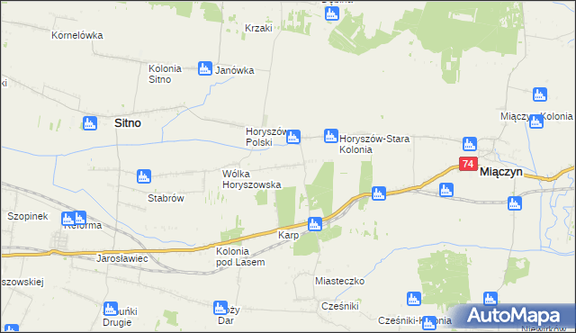 mapa Horyszów-Nowa Kolonia, Horyszów-Nowa Kolonia na mapie Targeo