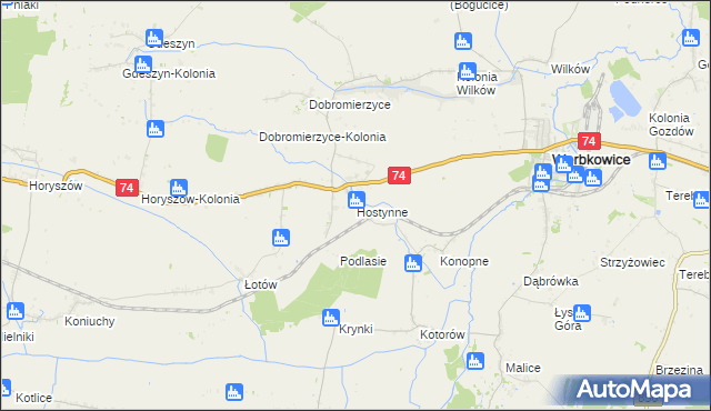 mapa Hostynne, Hostynne na mapie Targeo