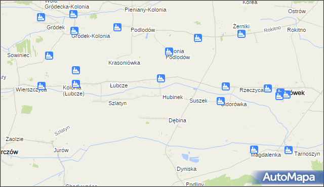 mapa Hubinek, Hubinek na mapie Targeo