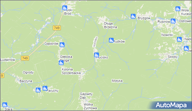 mapa Hucisko gmina Przysucha, Hucisko gmina Przysucha na mapie Targeo