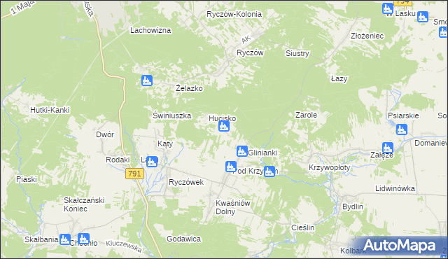 mapa Hucisko Kwaśniowskie, Hucisko Kwaśniowskie na mapie Targeo