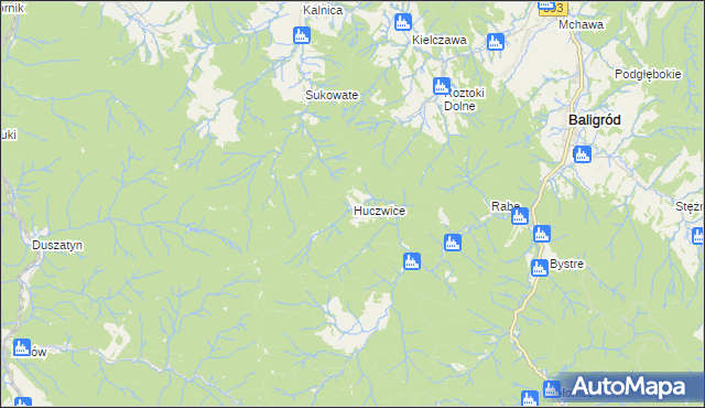 mapa Huczwice, Huczwice na mapie Targeo