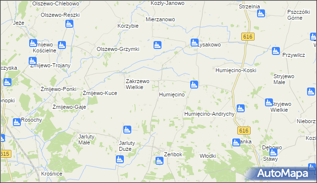 mapa Humięcino, Humięcino na mapie Targeo