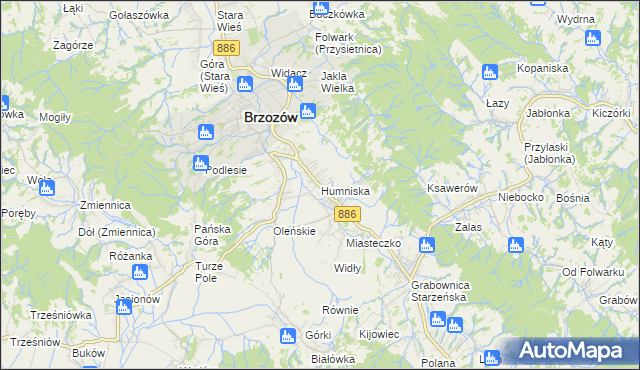 mapa Humniska, Humniska na mapie Targeo