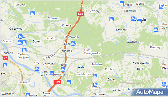 mapa Huta Deręgowska, Huta Deręgowska na mapie Targeo