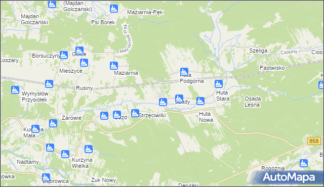 mapa Huta Krzeszowska, Huta Krzeszowska na mapie Targeo