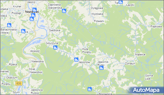 mapa Huta Poręby, Huta Poręby na mapie Targeo