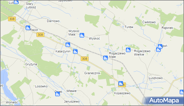 mapa Ignacewo gmina Kościan, Ignacewo gmina Kościan na mapie Targeo