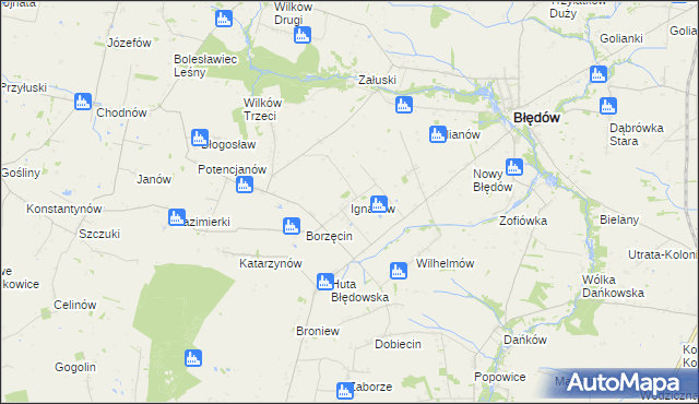 mapa Ignaców gmina Błędów, Ignaców gmina Błędów na mapie Targeo