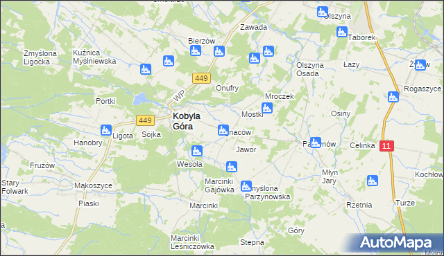 mapa Ignaców gmina Kobyla Góra, Ignaców gmina Kobyla Góra na mapie Targeo