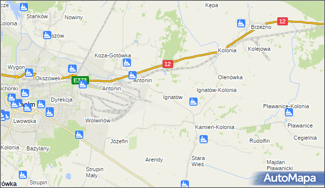 mapa Ignatów gmina Kamień, Ignatów gmina Kamień na mapie Targeo