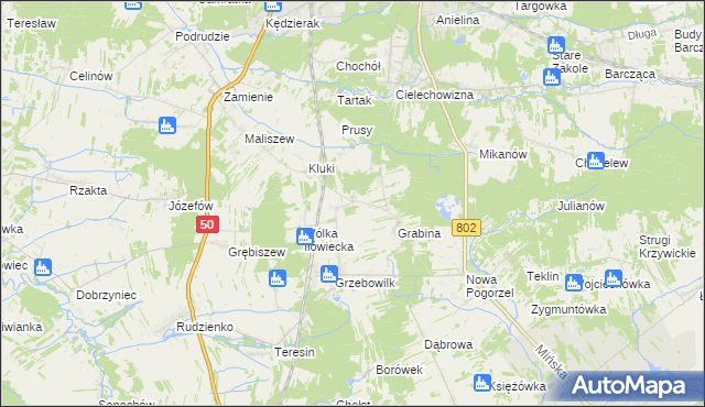 mapa Iłówiec gmina Mińsk Mazowiecki, Iłówiec gmina Mińsk Mazowiecki na mapie Targeo