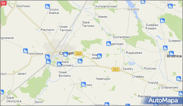 mapa Iłówiec Wielki, Iłówiec Wielki na mapie Targeo