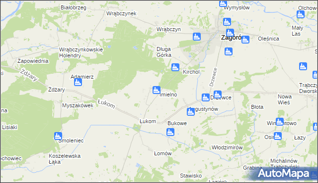 mapa Imielno gmina Zagórów, Imielno gmina Zagórów na mapie Targeo