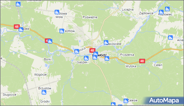 mapa Inowłódz, Inowłódz na mapie Targeo