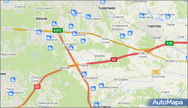 mapa Izabela gmina Wiązowna, Izabela gmina Wiązowna na mapie Targeo