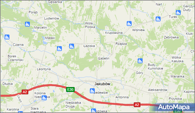 mapa Izabelin gmina Jakubów, Izabelin gmina Jakubów na mapie Targeo
