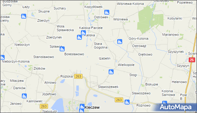 mapa Izabelin gmina Kleczew, Izabelin gmina Kleczew na mapie Targeo