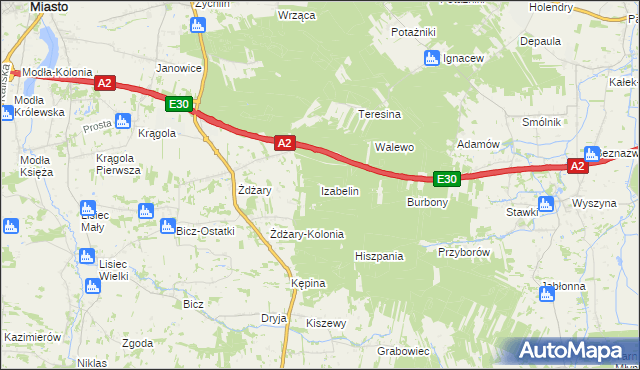 mapa Izabelin gmina Krzymów, Izabelin gmina Krzymów na mapie Targeo