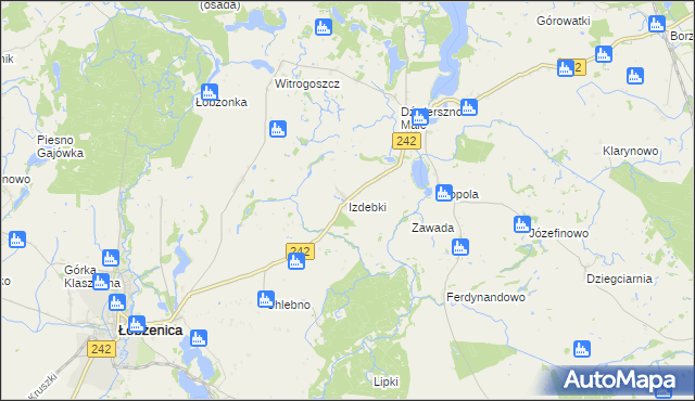 mapa Izdebki gmina Łobżenica, Izdebki gmina Łobżenica na mapie Targeo