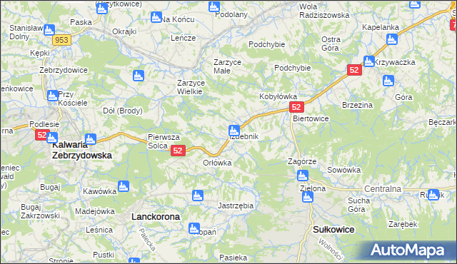 mapa Izdebnik gmina Lanckorona, Izdebnik gmina Lanckorona na mapie Targeo