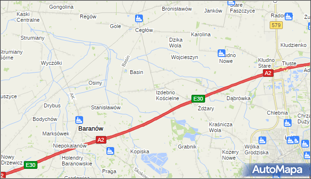 mapa Izdebno Kościelne, Izdebno Kościelne na mapie Targeo