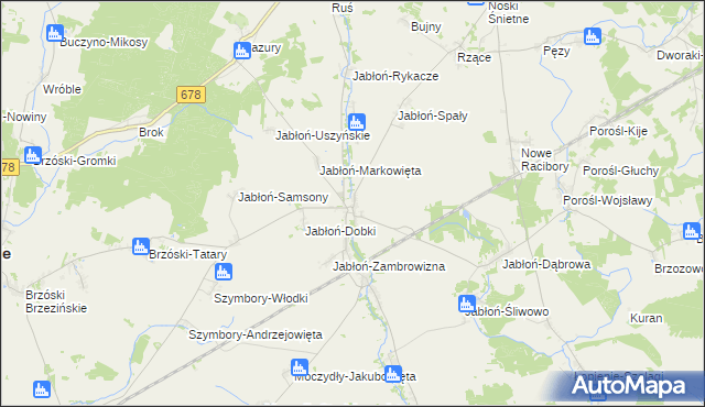 mapa Jabłoń Kościelna, Jabłoń Kościelna na mapie Targeo