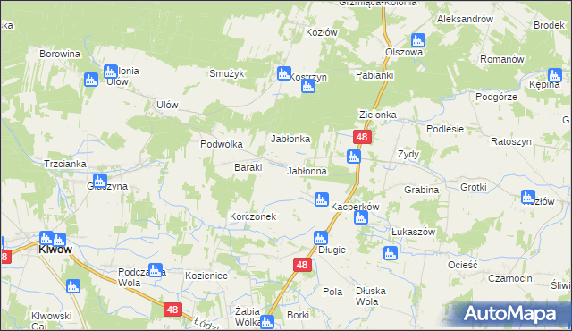 mapa Jabłonna gmina Wyśmierzyce, Jabłonna gmina Wyśmierzyce na mapie Targeo
