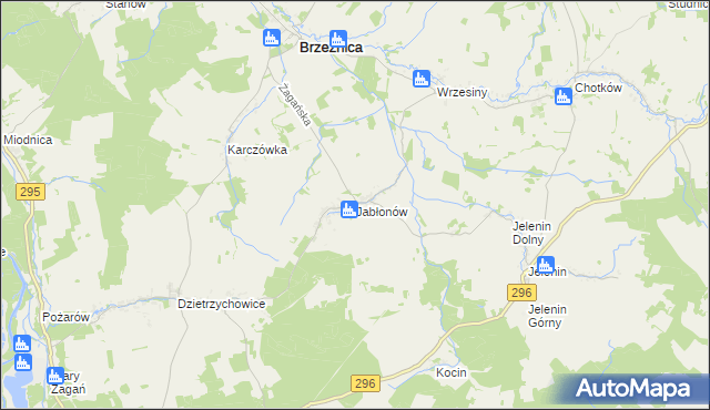 mapa Jabłonów gmina Brzeźnica, Jabłonów gmina Brzeźnica na mapie Targeo