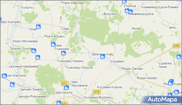 mapa Jabłonowo-Kąty, Jabłonowo-Kąty na mapie Targeo