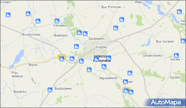 mapa Jabłonowo Pomorskie, Jabłonowo Pomorskie na mapie Targeo