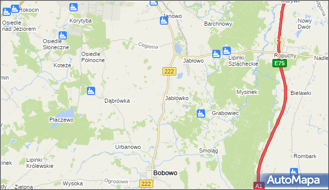 mapa Jabłówko gmina Bobowo, Jabłówko gmina Bobowo na mapie Targeo