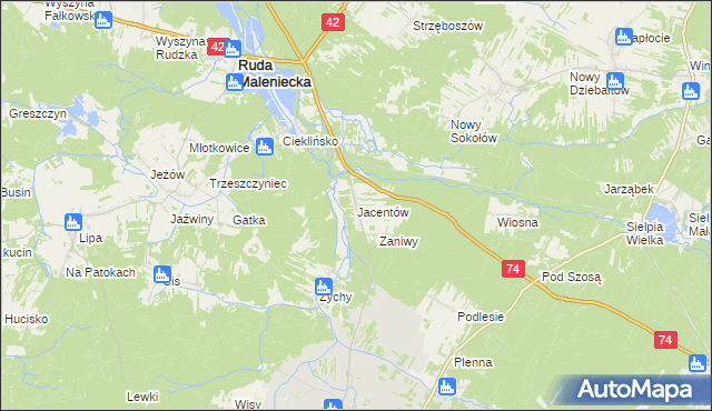 mapa Jacentów, Jacentów na mapie Targeo