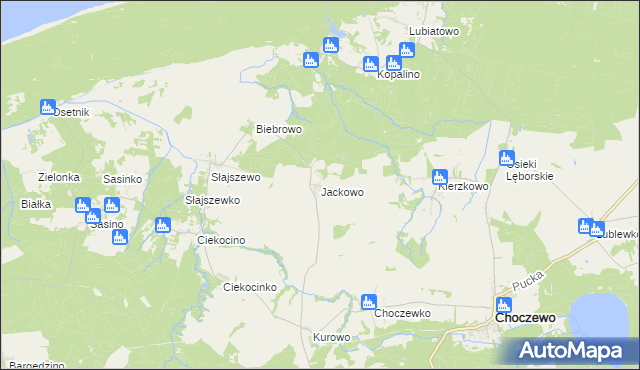mapa Jackowo gmina Choczewo, Jackowo gmina Choczewo na mapie Targeo