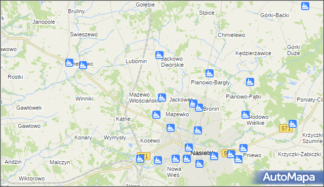 mapa Jackowo Włościańskie, Jackowo Włościańskie na mapie Targeo